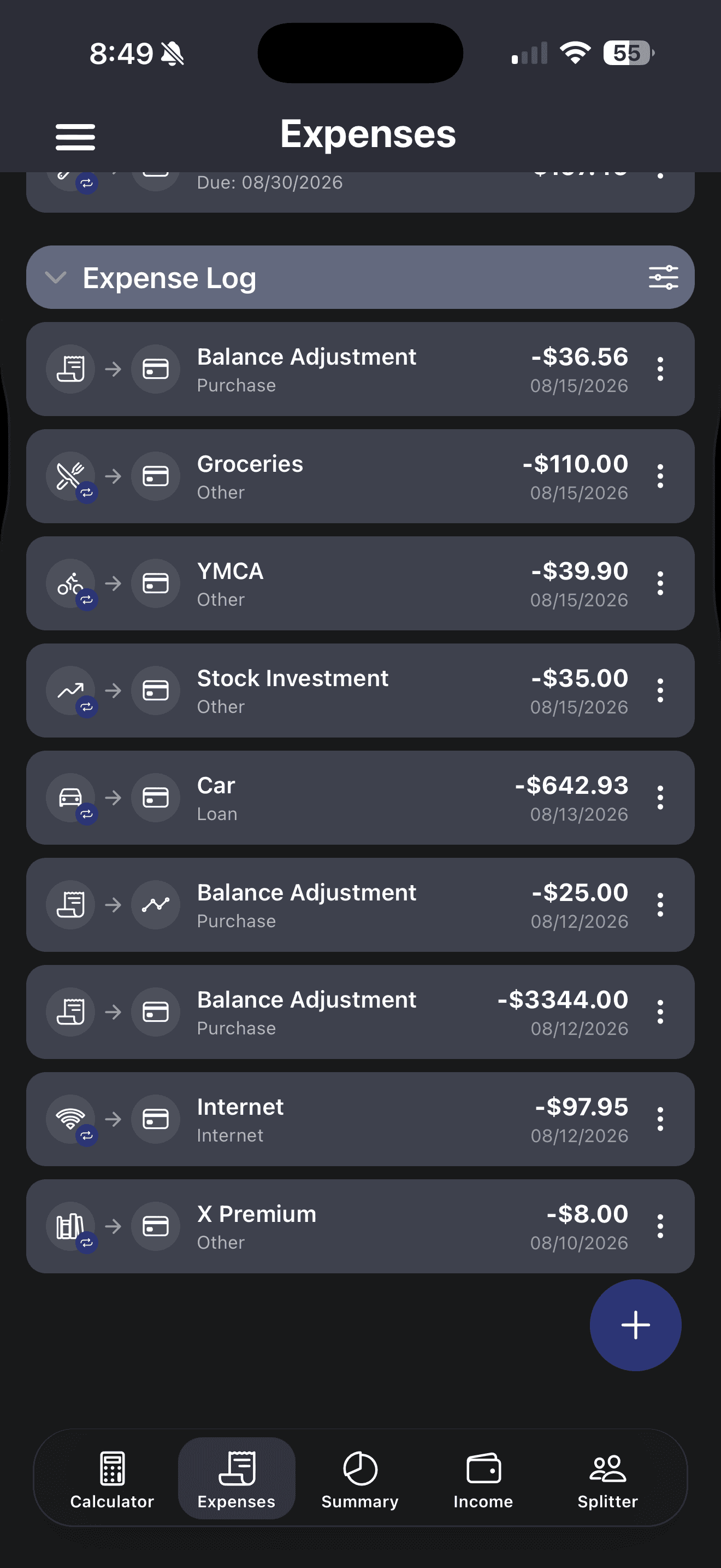 Finance tracking — screen 5